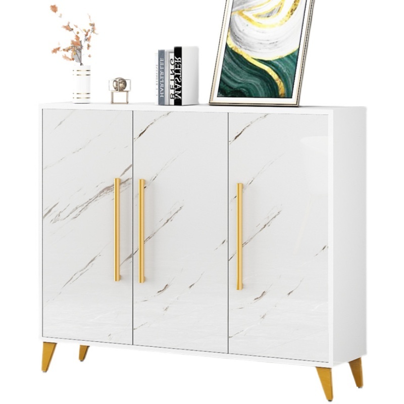 Modern white KD wood shoes cabinet with many shelves