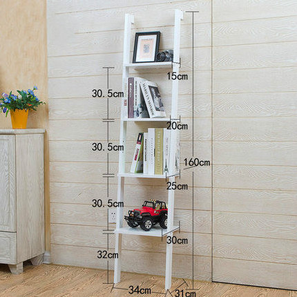 Ladder Shelf, 4-Tier Leaning-Against-Wall Storage Rack for Living Room Sloping Bookshelf, Industrial Plant Flower Stand Shelves