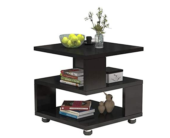 Luxury Modern Display Bedside Wood Black End Table Gold Bedroom Furniture Smart  Night Stand