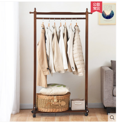 Multifunctional Folding Clothes hanger Coat Stand Clothes Drying Rack Wooden Hangers Storage Racks With pulley