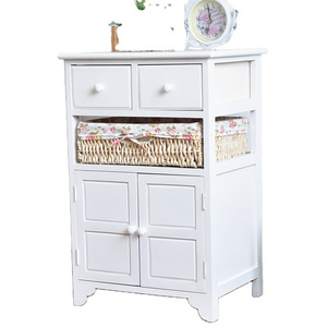 Home Furniture White Wood Cabinet Living Room Furniture Antique Home Furniture White Wood Cabinet with Basket Drawer and Door