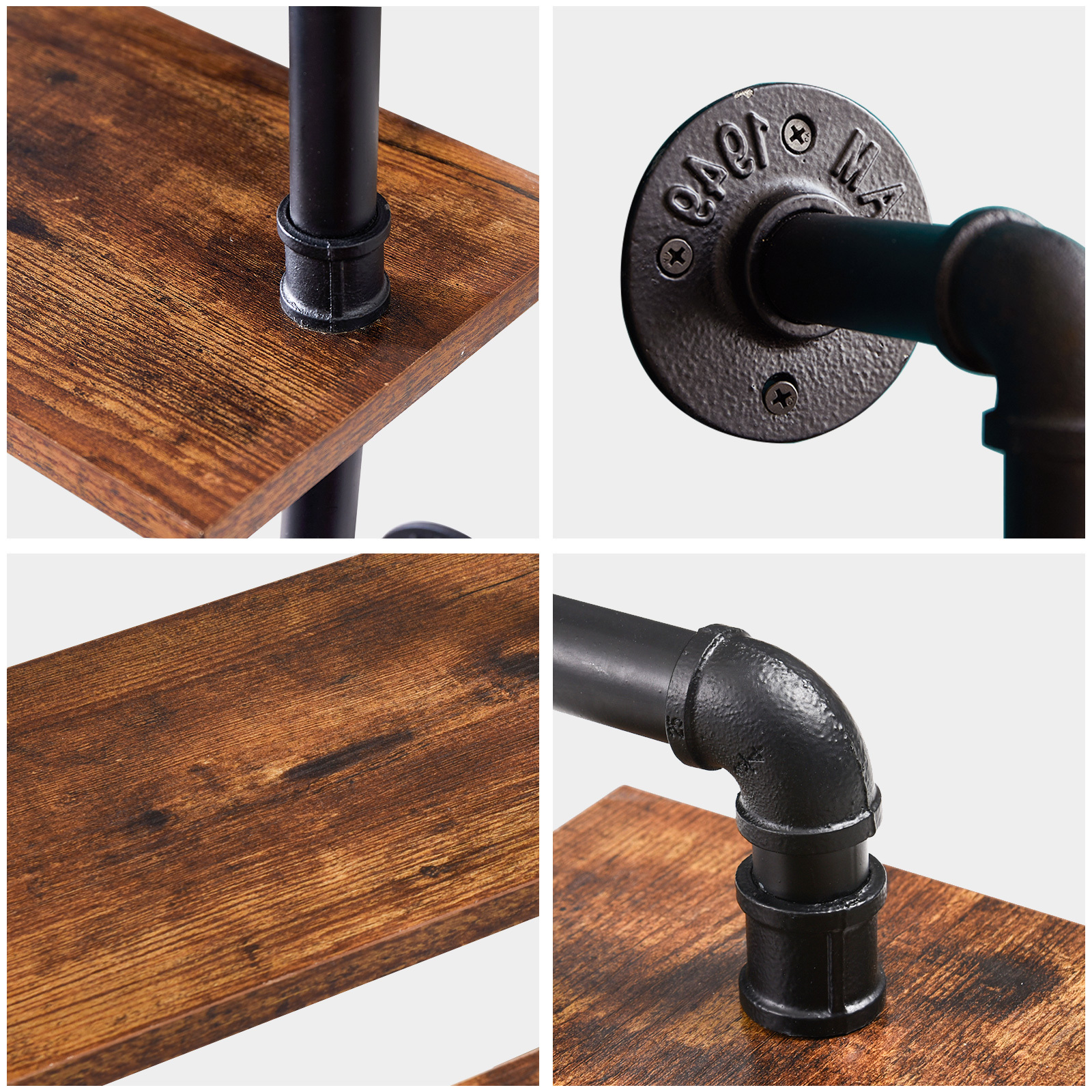 Industrial pipe rack Rustic style Wall rack with towel bar Towel for bathroom rack Wooden shelf.