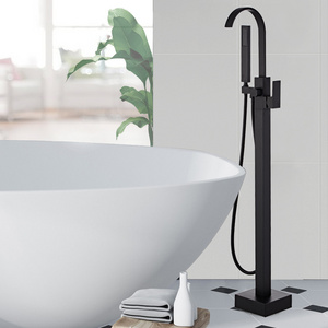 YUNDOOM OEM Bath Tub Standing Free Floor Stand Mounted Brass In Black  Stainless Chuveiro Torneira Douche Ducha Bathtub Faucet