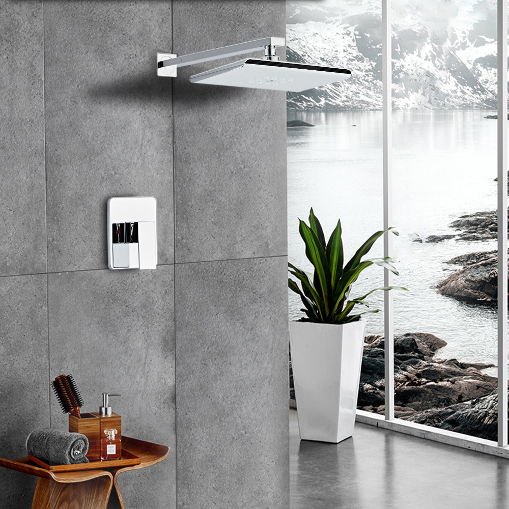 Bathroom Single Lever Bath Square Diverter Ceiling Rain Tap Valve Concealed Shower Chuveiro Faucet