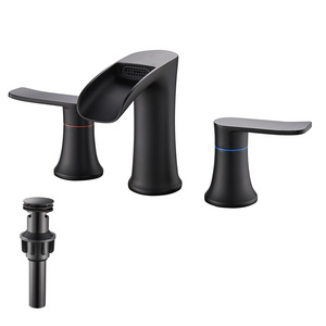 Yundoom Matte Black Bathroom Faucet,8 inch Widespread Bathroom Faucet,2 Handle 3 Hole Bathroom Faucet