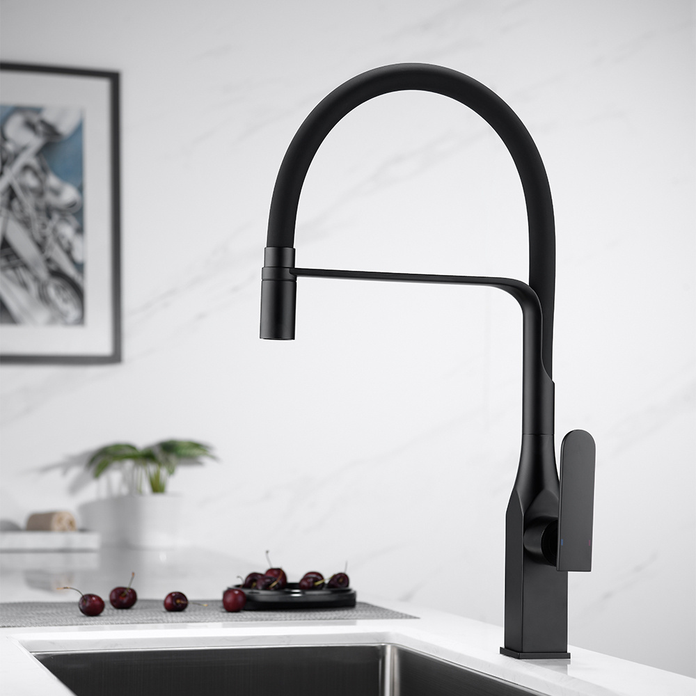 YUNDOOM OEM 3 Way Spring Brass Upc Kitchen Sink Taps Black Mixer Taps Faucet Black Pull Out Single Lever Water Kitchen Faucet