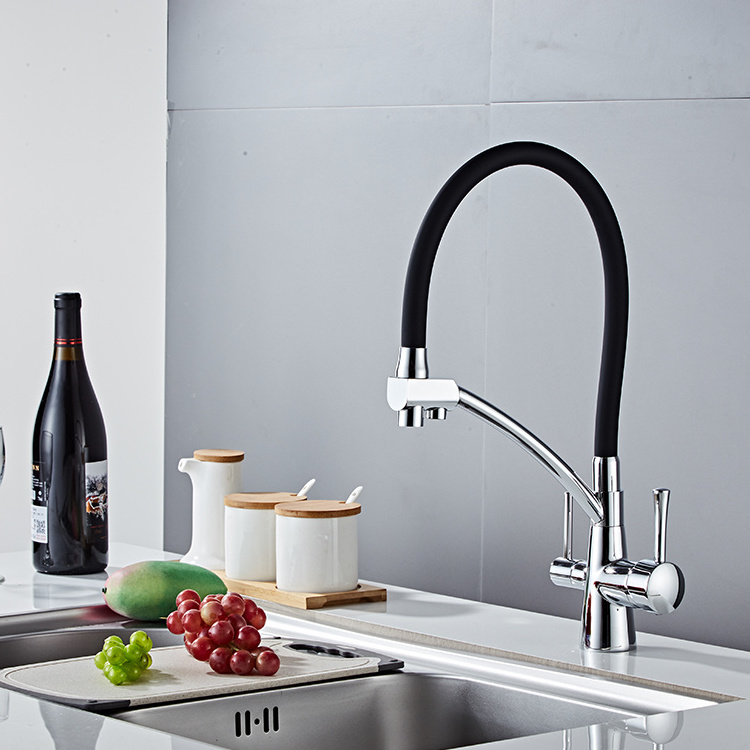 Yundoom OEM Torneira Robinet Cozinha Grifo Chrome Black 3 way RO Drinking Water Tap Drink Sink  Silicone Tap Kitchen Faucet