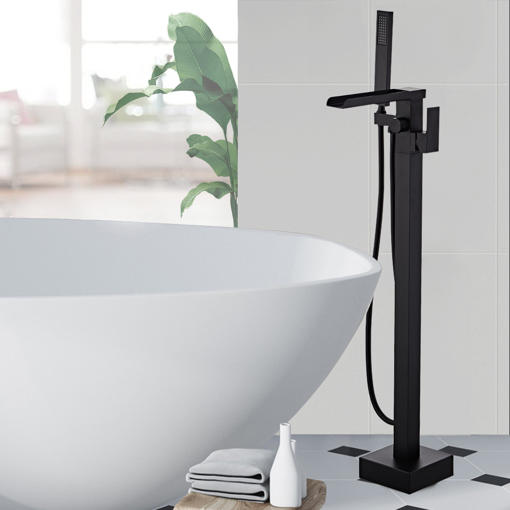 YUDNOOM OEM Bath Chuveiro Douche Tub Shower Mixer Black Instock Ducha Brass Floor Stand Mounted Ready Ship Bathtub Faucet