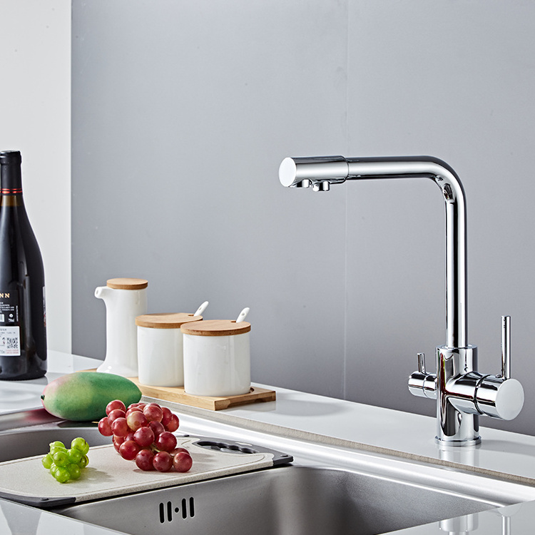 Yundoom New Model torneira Sink 3 way RO Drinking Water Polished Double Robinet Cuisine Pull purifier Kitchen Faucet