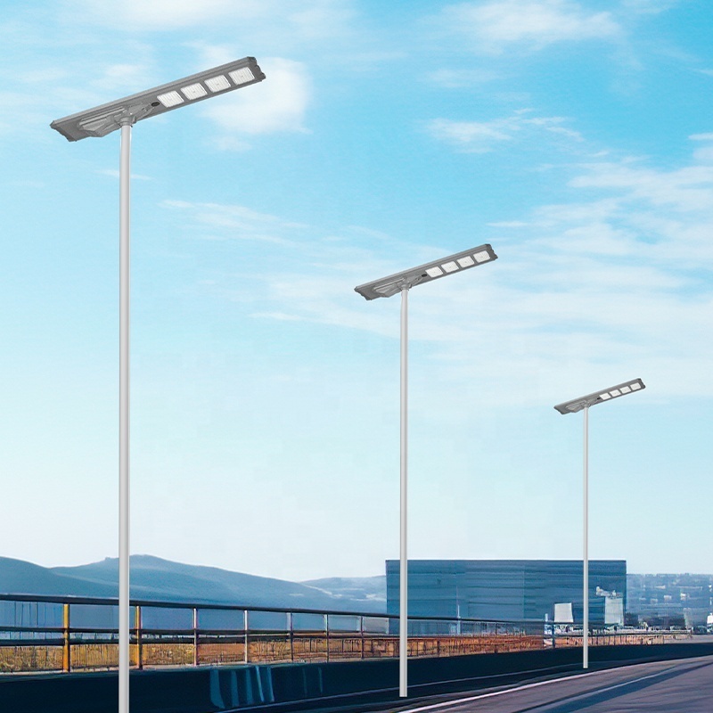 Remote control 100w 200w 300w battery power panel light system outdoor dimmable integrated all in one light solar street light