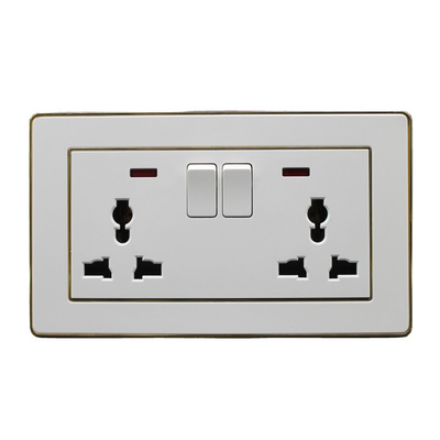 UK standard double 13A multi switched  socket with light