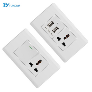 US Standard 1 Gang 1 Way 2 Way Switch Flame Retardant PC Panel Plug Socket Electrical Wall Socket Panel