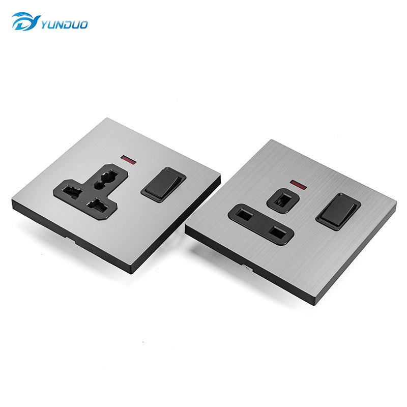 Stainless steels double 2 pin socket 4 hole socket electrical wall switch sockets