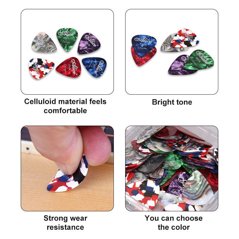 Wholesale Alice Guitar Pick Celluloid Electric Guitar Picks Thickness Mixed Picks For Guitar AP-100A