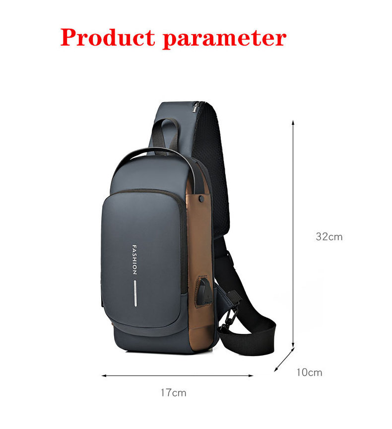 Custom with logo messenger luxury Anti Theft  Password Lock mens USB travel waterproof chest bag shoulder Sling  Crossbody Bag