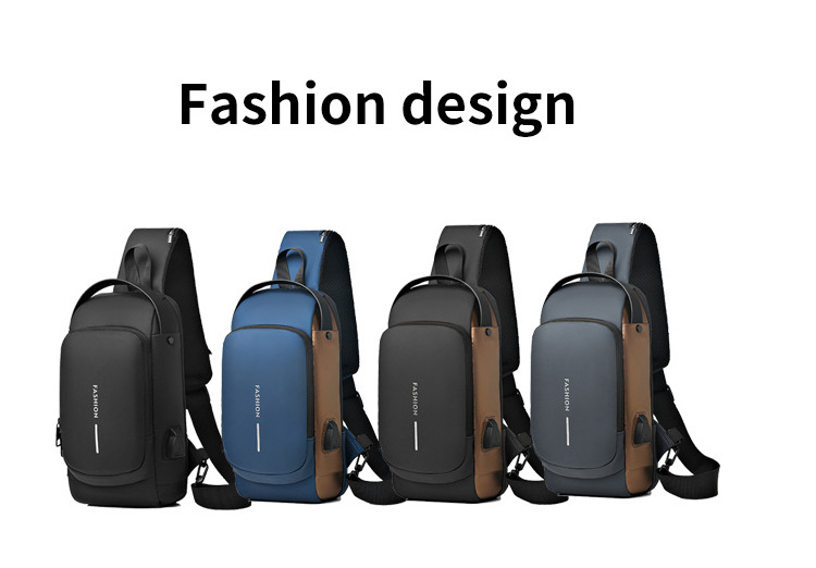 Custom with logo messenger luxury Anti Theft  Password Lock mens USB travel waterproof chest bag shoulder Sling  Crossbody Bag