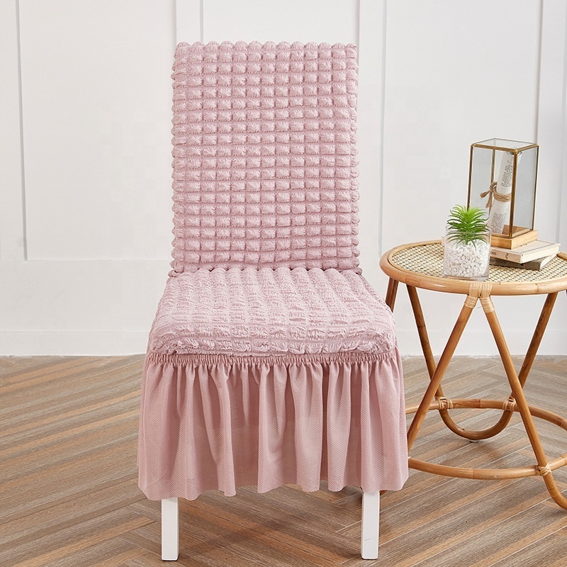 3D Bubble Fabric Wholesale Stretch Bubble Chair Covers Restaurant Spandex Dining Chair Slipcovers