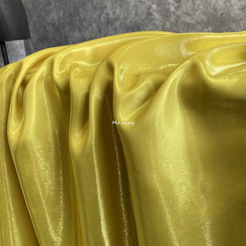 Bright Liquid Water Glazed Satin Fabric Smooth and Hard Metal Glazed Crystal Silk Wedding Dress Shiny Lining Fabric