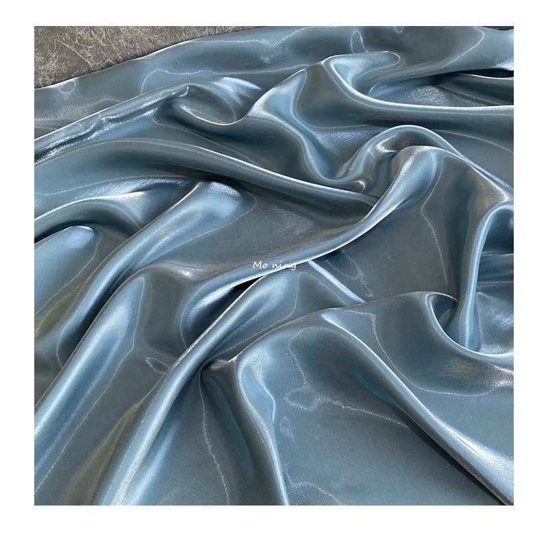 Bright Liquid Water Glazed Satin Fabric Smooth and Hard Metal Glazed Crystal Silk Wedding Dress Shiny Lining Fabric