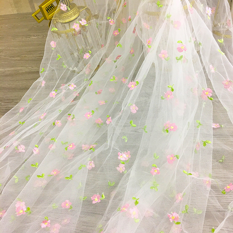 100% polyester wedding dress party use tulle mesh floral maglia floreale lace fabric wholesale embroidery net mesh flower cloth