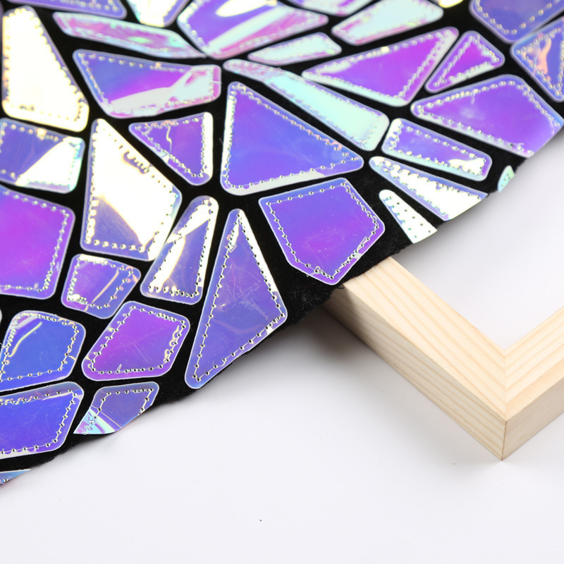 Wholesale Luxury laser  Iridescent Polygon shiny velvet basic fabric laser cutting laser cut sequin fabric