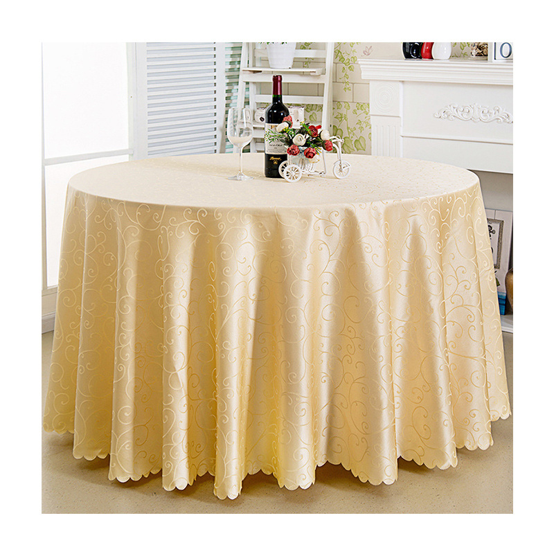 Hotel Banquet Jacquard Round Tablecloth Yellow White Red Restaurant 120 Inch Polyester 300CM Custom Table Cloth Cover