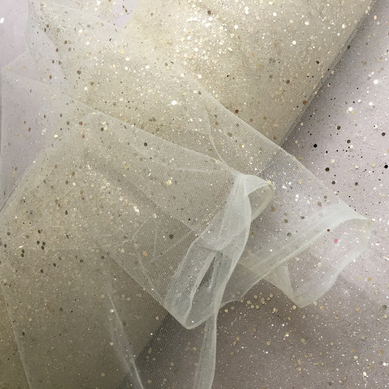 new design spot glitter shiny crepe 100% polyester laser spot coated gold metallic yarn tulle fabric for evening party dress