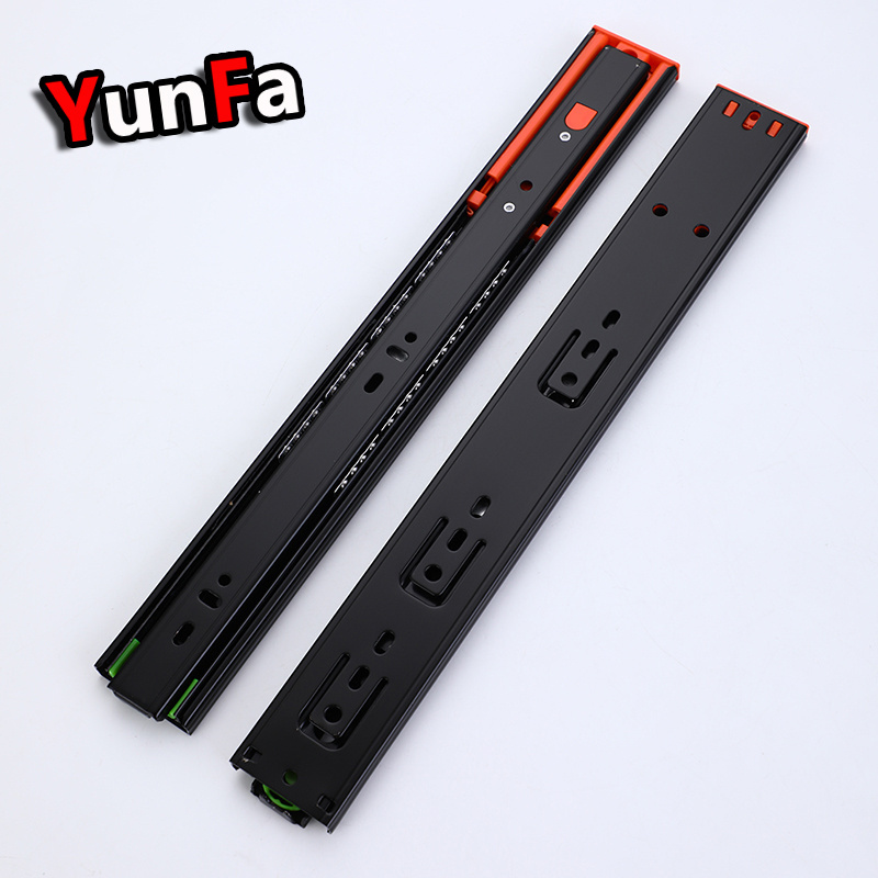 3 fold 45mm Drawer Slide Auto Popup Touch Self Open Rebound Drawer Rail Telescopic Channel Soft Close Push Open Drawer Slide