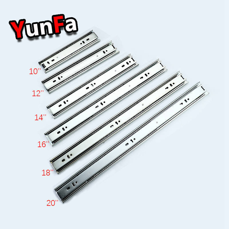 45mm Drawer Slide Runner Rail Pull Out Heavy Duty 4512 3-Fold Ball Bearing Drawer Rail Sliding Telescope Channel Drawer Slide