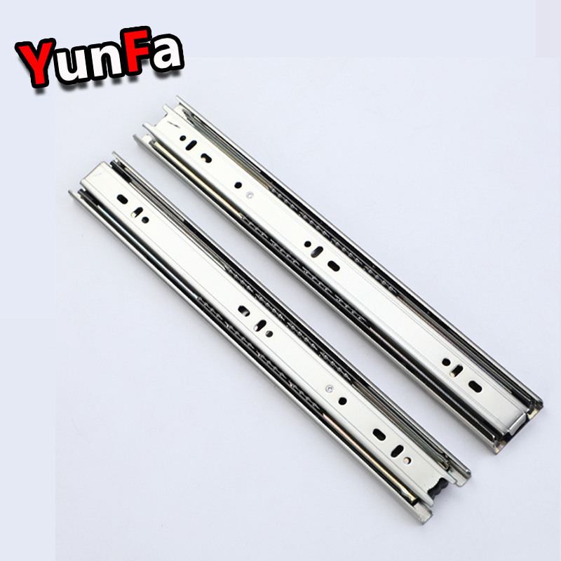 45mm Drawer Slide Runner Rail Pull Out Heavy Duty 4512 3-Fold Ball Bearing Drawer Rail Sliding Telescope Channel Drawer Slide