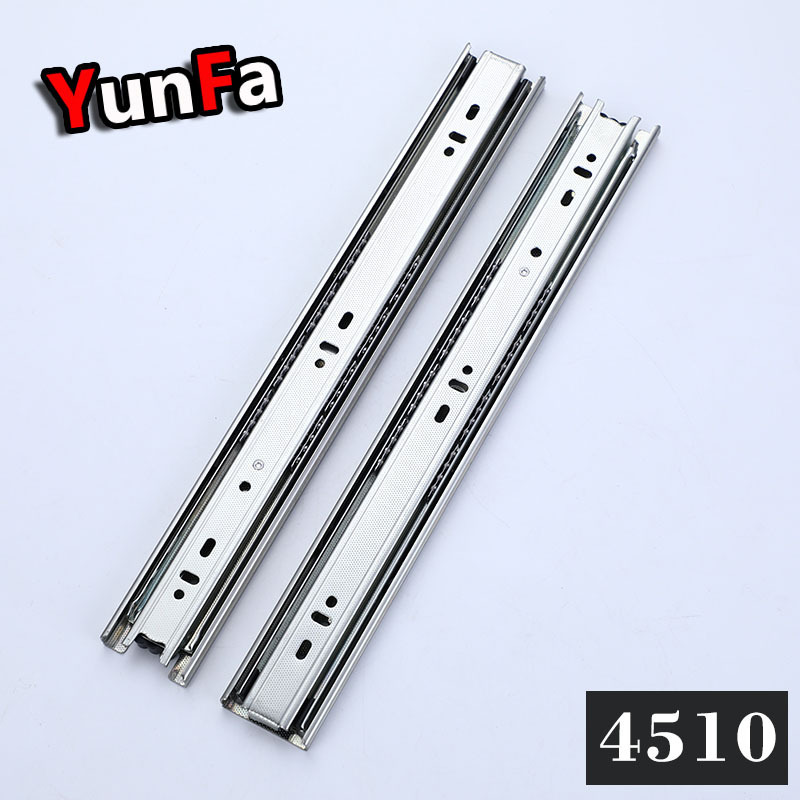 Factory Cheap Bedroom Drawer Track Rail Black 45mm Channel Telescopic Extension 16 inch 400mm 3-Fold Ball Bearing Drawer Slide