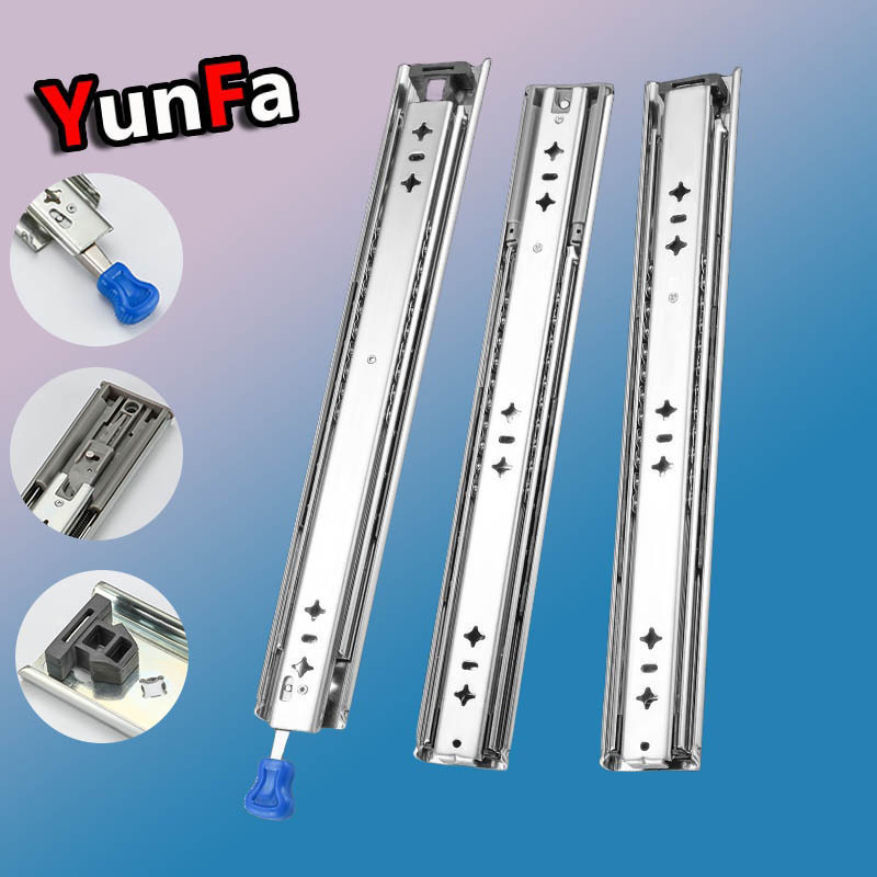 Heavy Duty 3 Section 53mm Truck Industrial Telescopic Slide Rail 700mm 28 inch Lockable Drawer Slide