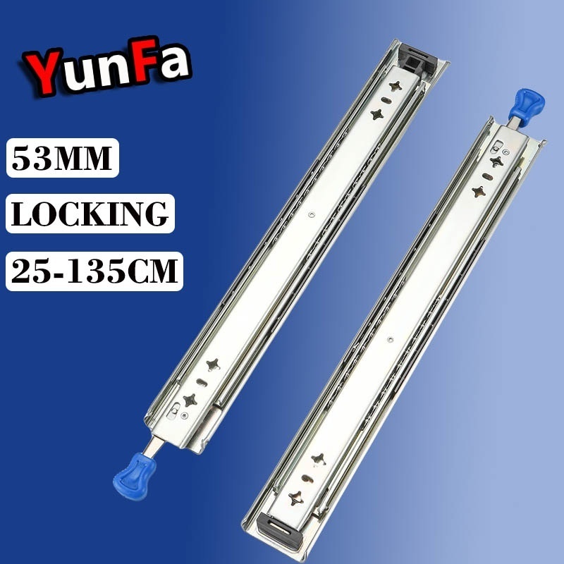 Heavy Duty 3 Section 53mm Truck Industrial Telescopic Slide Rail 700mm 28 inch Lockable Drawer Slide