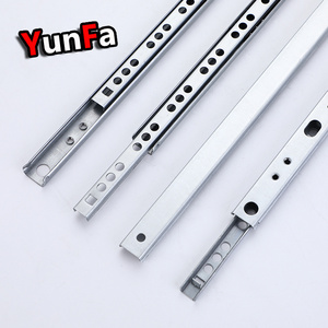 Factory Furniture Cabinet 17mm 2-Fold Mini Ball Bearing Drawer Runner Telescopic Channels Two way Drawer Slide