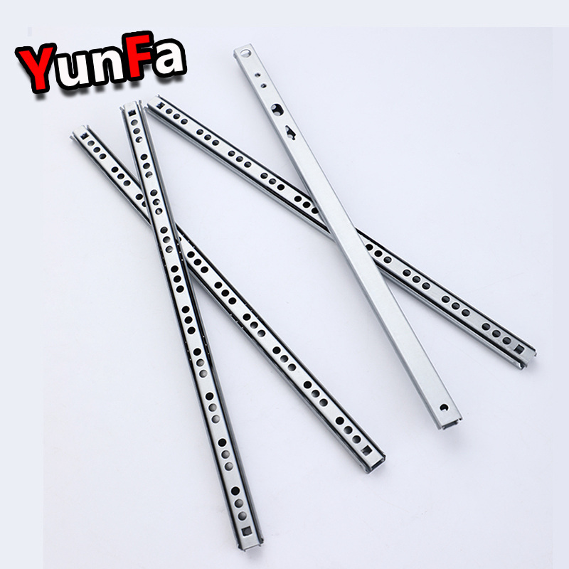 Factory Furniture Cabinet 17mm 2-Fold Mini Ball Bearing Drawer Runner Telescopic Channels Two way Drawer Slide