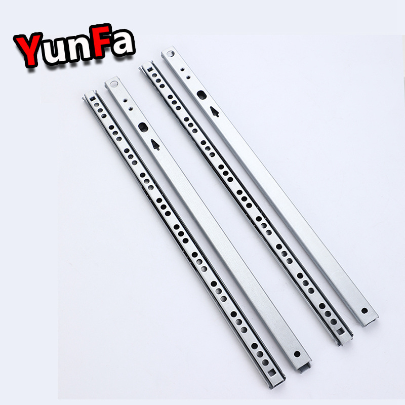 Factory Furniture Cabinet 17mm 2-Fold Mini Ball Bearing Drawer Runner Telescopic Channels Two way Drawer Slide