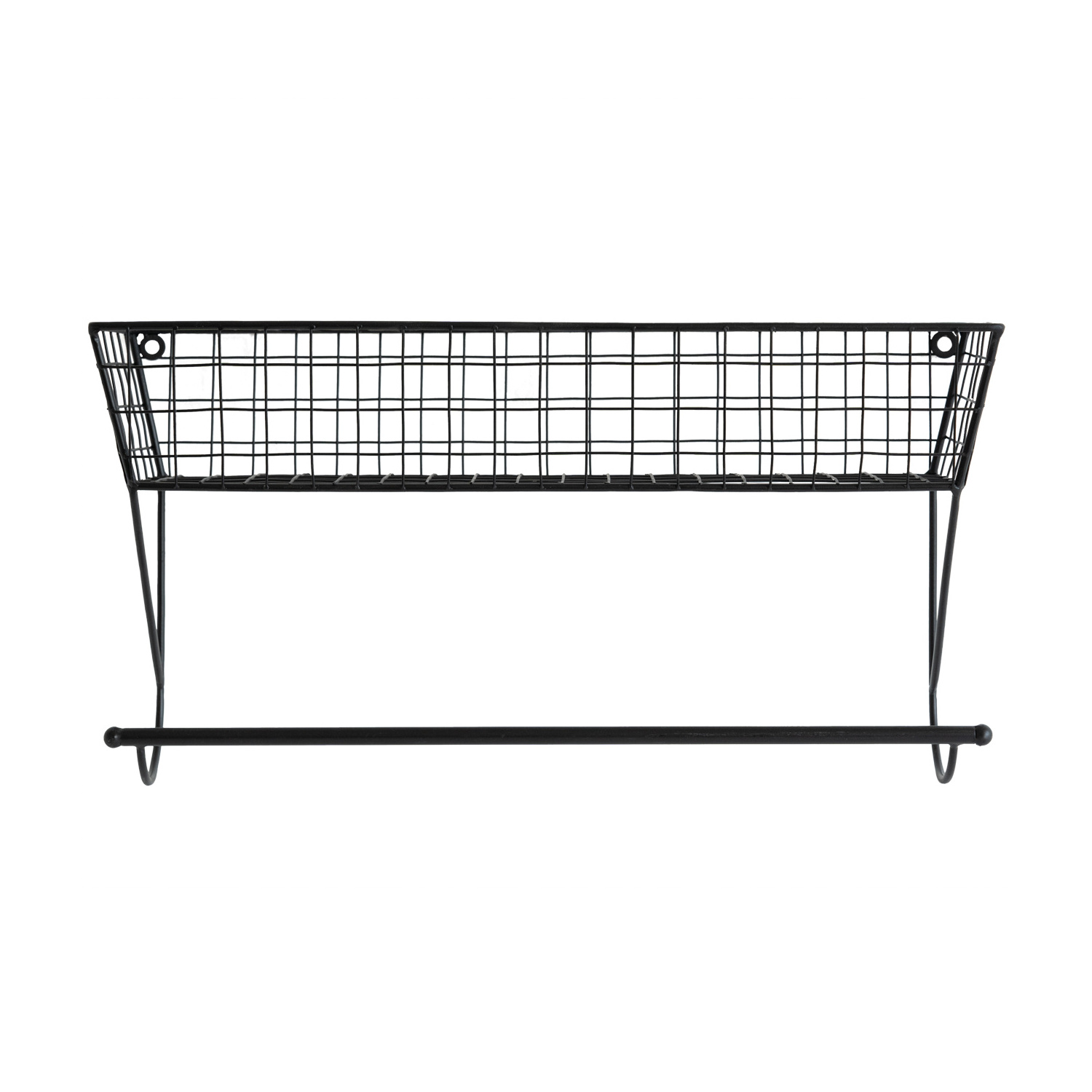 Farmhouse Metal Wire Bin Basket with Wall Mount - Hanging Wall Basket, Rustic Home Storage Organizer for Cabinets, Pantry, Close