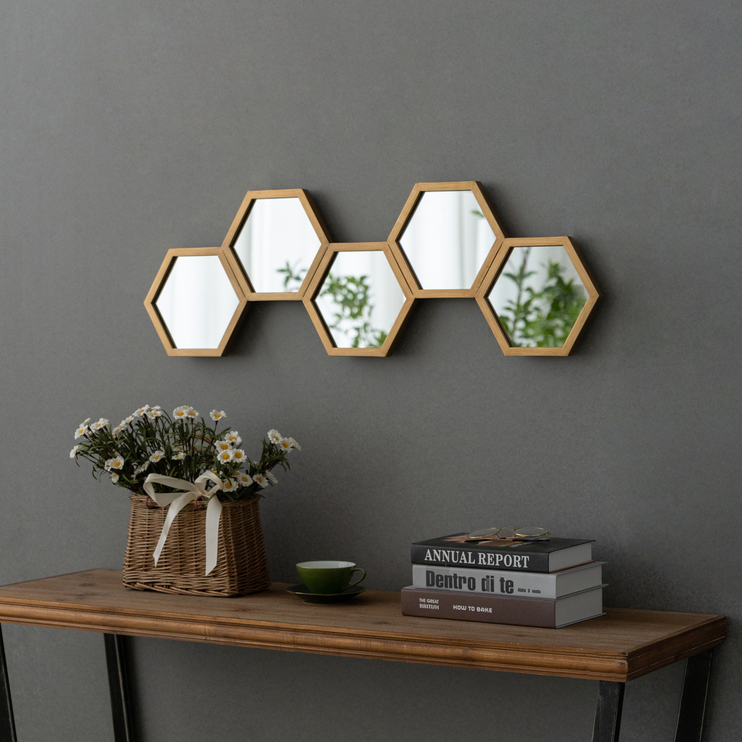 Hexagon combo Wall Mirror Setting Honeycomb Mirror for Living Room Bedroom Decor