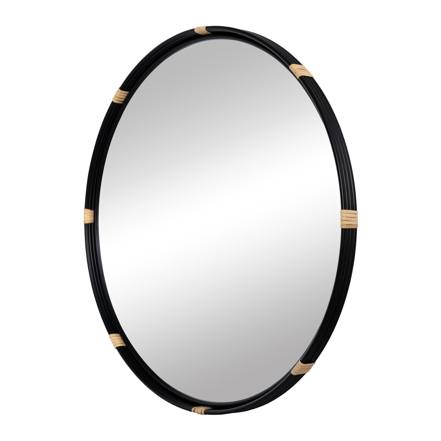 Hot selling rattan metal frame black round mirror with cheap price