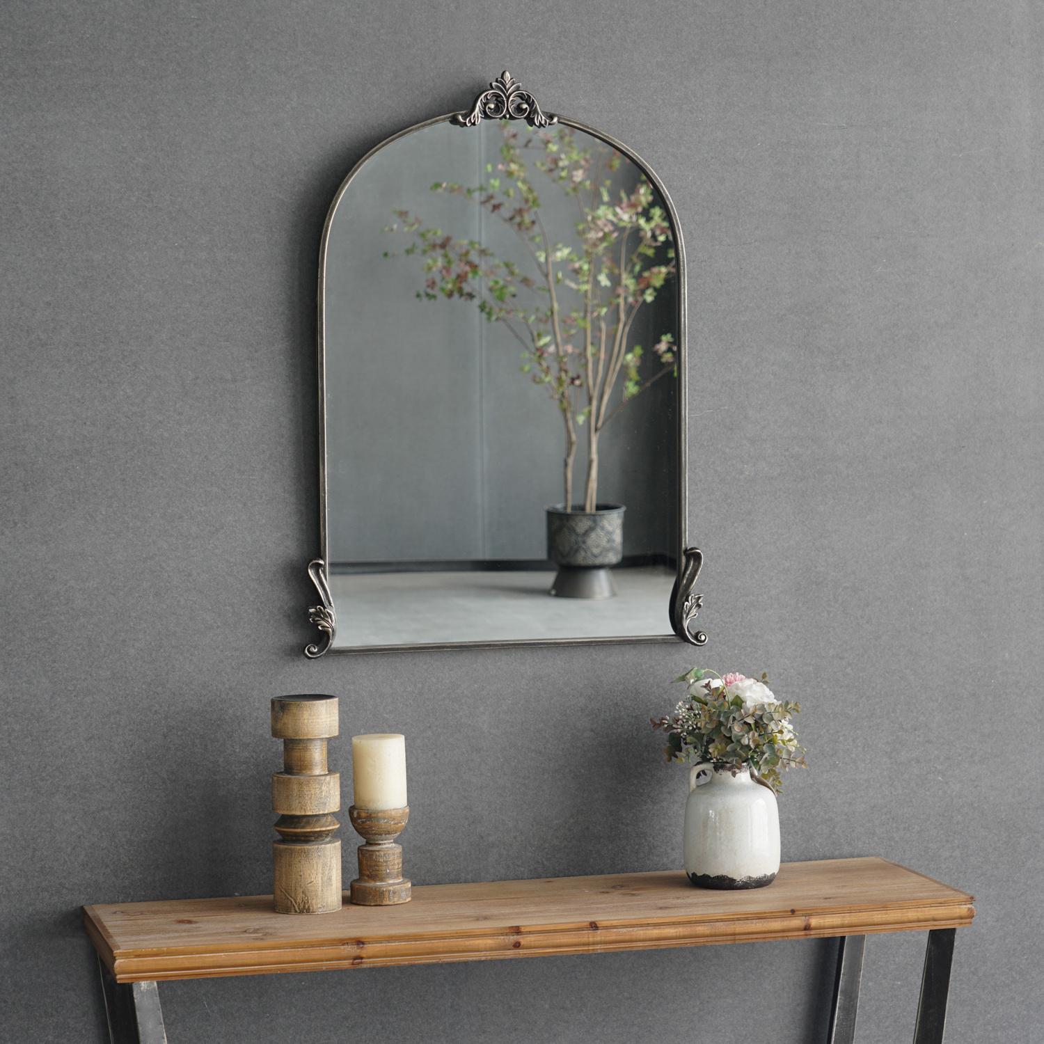 YUNFEI Accent mirrors with frame luxury wall mirror decor pressed flower frames