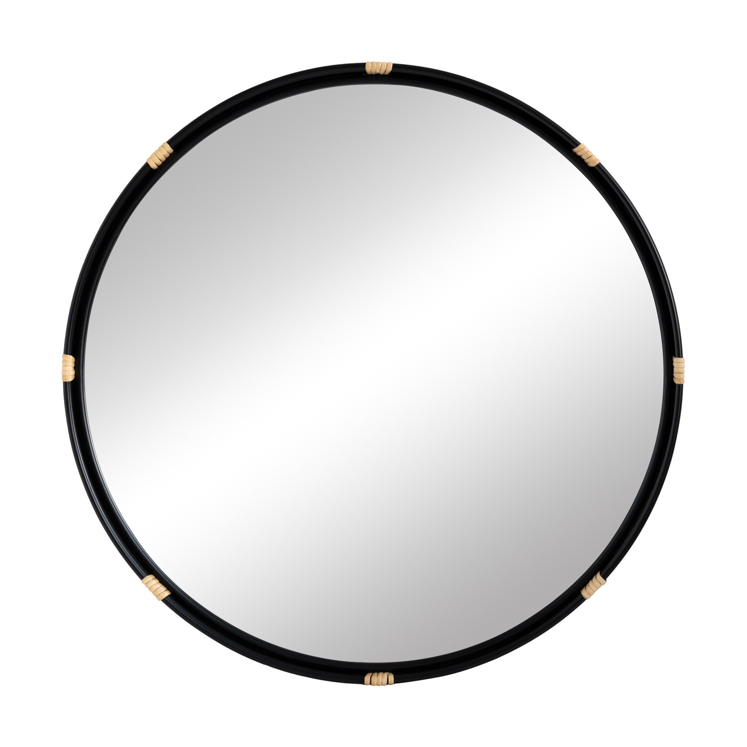 Hot selling rattan metal frame black round mirror with cheap price