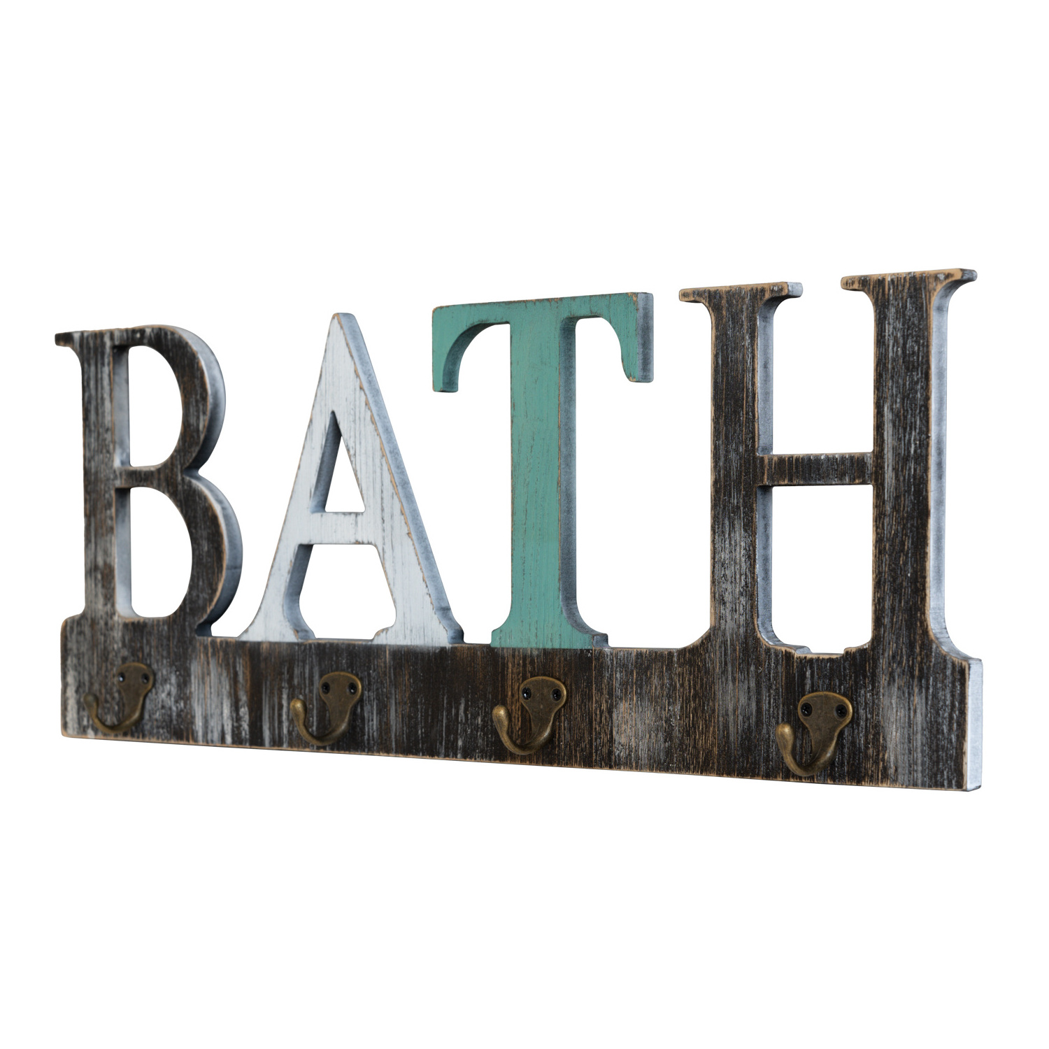 Wood Word Towels Sign Towel Hook for Bathroom Home Wall Decor