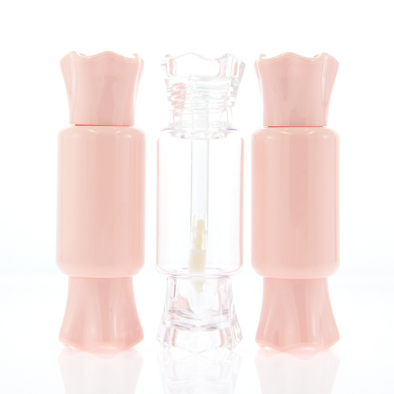 12ml Candy shape cute pink transparent empty lip gloss bottle container clear lipgloss tubes