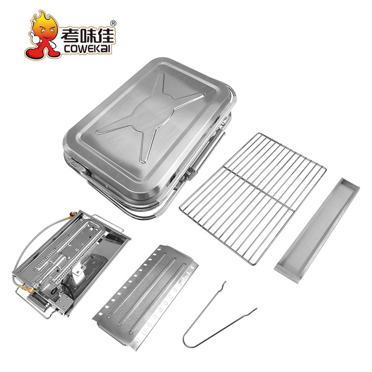 commercial korean  smokeless Briefcase Barbecue Grill Folding Table Grill Stainless Steel Outdoor Portable Gas Bbq Grill