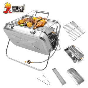 commercial korean  smokeless Briefcase Barbecue Grill Folding Table Grill Stainless Steel Outdoor Portable Gas Bbq Grill