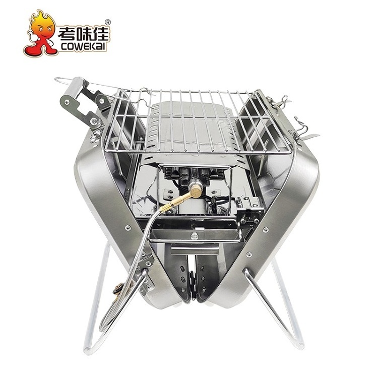 commercial korean  smokeless Briefcase Barbecue Grill Folding Table Grill Stainless Steel Outdoor Portable Gas Bbq Grill