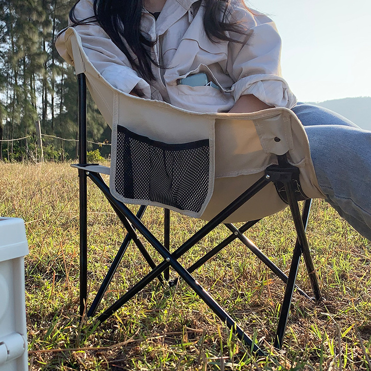 Custom Logo Outdoor Half Moon Chair Ultralight Portable Foldable Double Fabric Camping Chair For Picnic