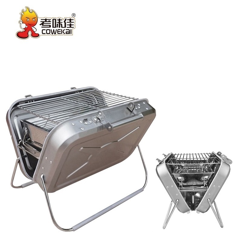 Cowekai Outdoors Garden Kebab Yakitori Grill Portable Stainless Steel Folding Charcoal Barbecue Grills