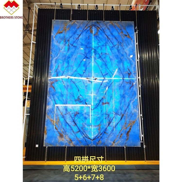 External wall cladding luxury decorative slabs book matched blue onyx marble for villa