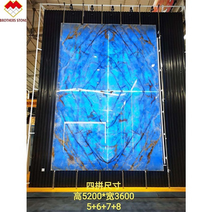 Translucent Book Match blue marble onyx  wall cladding exterior blue onyx stone slabs backlit